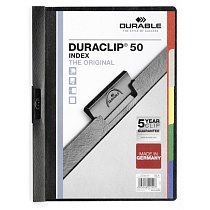 Папка с клипом Durable Duraclip, с разделителями, до 50 листов, А4, ПВХ