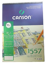 Альбом для графики Canson 1557, мелкое зерно, на пружине, 180 гр/м2, 30 листов