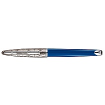 Ручка-роллер Waterman Carene Contemporary Blue Obsession, толщина линии F, серебро