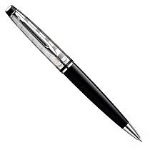 Ручка шариковая Waterman Expert Deluxe Black CT, толщина линии M, палладий