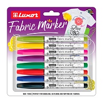 Набор маркеров для ткани Luxor Fabric, пулевидный наконечник, 1 - 2 мм, 8 цветов
