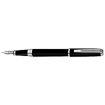 Ручка-роллер Waterman Exception Slim Black Lacquer ST, толщина линии F, посеребрение