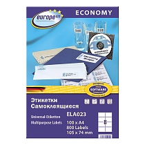 Этикетки самоклеящиеся Avery Zweckform Европа-100, белые, 105 x 74 мм, 8 штук на листе, 100 листов