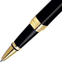 Ручка-роллер Waterman Exception Slim Black Lacquer GT, толщина линии F, позолота 23К