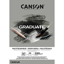 Альбом для смешанных техник Canson Graduate Mix Media, склеенный, 220 гр/м2, 30 серых листов