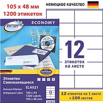 Этикетки самоклеящиеся Avery Zweckform Европа-100, белые, 105 x 48 мм, 12 штук на листе, 100 листов