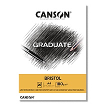 Альбом для смешанных техник Canson Graduate Bristol, склеенный, 180 гр/м2, 20 белых листов