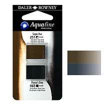 Набор красок акварельных Daler Rowney Aquafine Half Pan Blister Sets, в кюветах, 2 штуки