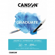 Альбом для акварели Canson Graduate, среднее зерно, склеенный, 250 гр/м2, А4, 20 листов