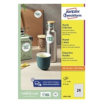 Этикетки для продукции Avery Zweckform, круглые, d-40 мм, 24 штуки на листе, 100 листов