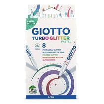 Набор фломастеров цветных Giotto Turbo Glitter, блестящие чернила, 8 пастельных цветов