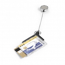 Держатель для пропуска с рулеткой Durable Card Holder Deluxe Pro Duo, шнур 80 см, 54 x 85 мм, акрил
