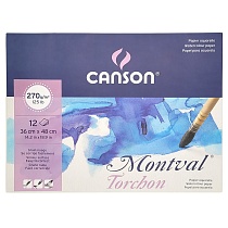 Альбом для акварели Canson Montval, снежное зерно, склеенный, 270 гр/м2, 12 листов