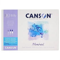Альбом для акварели Canson Montval, снежное зерно, склеенный, 270 гр/м2, 12 листов