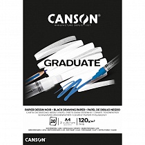 Альбом для смешанных техник Canson Graduate Bristol, склеенный, 120 гр/м2, 20 черных листов