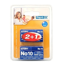 Скобы для степлера Rapid, №10, гальванизированные, 3 x 1000 штук, блистер