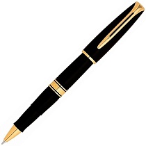 Ручка-роллер Waterman Charleston Ebony Black GT, толщина линии F, позолота 23К