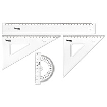 Набор чертежный Aristo, 2 угольника, линейка 30 см, транспортир 180°,пластик, 10 см
