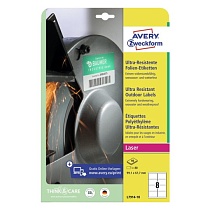 Этикетки суперпрочные пленочные Avery Zweckform, 99.1 х 6.7 мм, 8 штук на листе, 10 листов