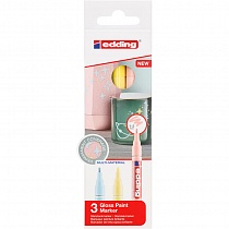 Набор маркеров лаковых глянцевых edding 751, круглый наконечник, 1-2 мм, 3 пастельных цвета