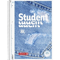 Тетрадь в линейку на пружине А4 Brunnen Student Premium Jeans, микроперфорация, 90 гр/м2, 80 листов