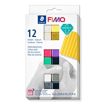 Набор глины полимерной для лепки Fimo Effect Ассорти, запекаемая, 12 цветов