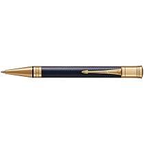 Ручка шариковая Parker Duofold Prestige Blue Chevron GT, толщина линии M, позолота 23К