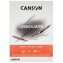Альбом Canson Graduate Sketching, мелкое зерно, склеенный, 96 гр/м2, 40 белых листов