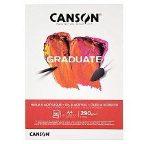 Альбом для масла и акрила Canson Graduate, среднее зерно, склеенный, 290 гр/м2, 20 листов