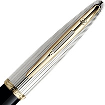 Ручка-роллер Waterman Carene Deluxe Black GT, толщина линии F, позолота 23К, серебро