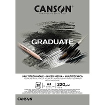 Альбом для смешанных техник Canson Graduate Mix Media, склеенный, 220 гр/м2, 30 серых листов