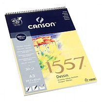 Альбом для графики Canson 1557, мелкое зерно, на пружине, 180 гр/м2, 30 листов