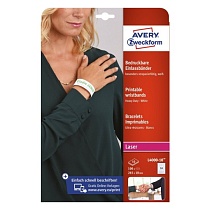 Браслеты контрольные Avery Zweckform, пленка, белые, 265 х 18 мм, 10 штук на листе, 10 листов