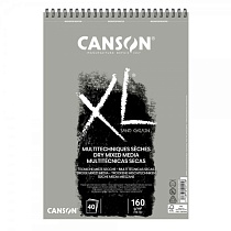 Альбом Canson XL, зернистый песок, на пружине, 160 гр/м2, 40 серых листов