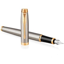 Ручка перьевая Parker IM Metal Brushed Metal GT, толщина линии F, позолота (S0856230)