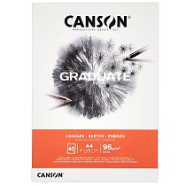 Альбом Canson Graduate Sketching, мелкое зерно, склеенный, 96 гр/м2, 40 белых листов