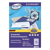 Этикетки самоклеящиеся Avery Zweckform Европа-100, белые, 48.5 x 25.4 мм, 40 шт. на листе, 100 лист