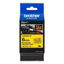 Картридж brother tze-fx611 с гибкой лентой 6 мм х 8 м, черный шрифт