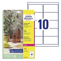 Наклейки прозрачные Avery Zweckform Crystal Clear, 96 х 50.8 мм, 10 штук на листе, 25 листов