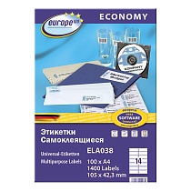 Этикетки самоклеящиеся Avery Zweckform Европа-100, белые, 105 x 42.3 мм, 14 шт. на листе, 100 листов
