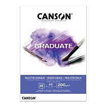 Альбом Canson Graduate Mix Media, мелкое зерно, склеенный, 200 гр/м2, 20 белых листов