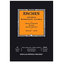 Бумага для акварели Arches, крупное зерно, склейка, 300 гр/м2, 29.7 х 42 см, 12 листов