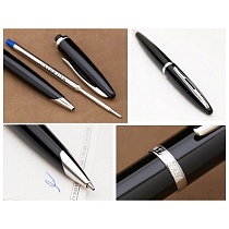 Ручка шариковая Waterman Carene Black Sea ST, толщина линии М, посеребрение