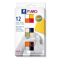 Набор глины полимерной для лепки Fimo Soft Натуральные цвета, запекаемая, 12 цветов