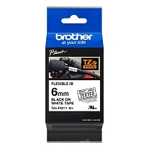 Картридж brother tze-fx211 с гибкой лентой 6 мм х 8 м, черный шрифт