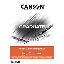 Альбом Canson Graduate Sketching, мелкое зерно, склеенный, 96 гр/м2, 40 белых листов