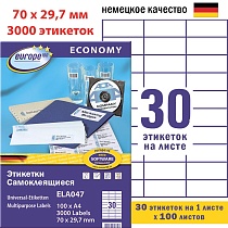 Этикетки самоклеящиеся Avery Zweckform Европа-100, белые, 70 x 29.7 мм, 30 штук на листе, 100 листов
