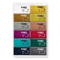 Набор глины полимерной для лепки Fimo Effect Сверкающие цвета, запекаемая, 12 цветов