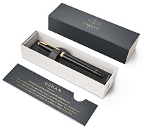 Ручка перьевая Parker Urban Muted Black Gold GT, толщина линии F, позолота