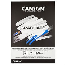 Альбом для смешанных техник Canson Graduate Bristol, склеенный, 120 гр/м2, 20 черных листов